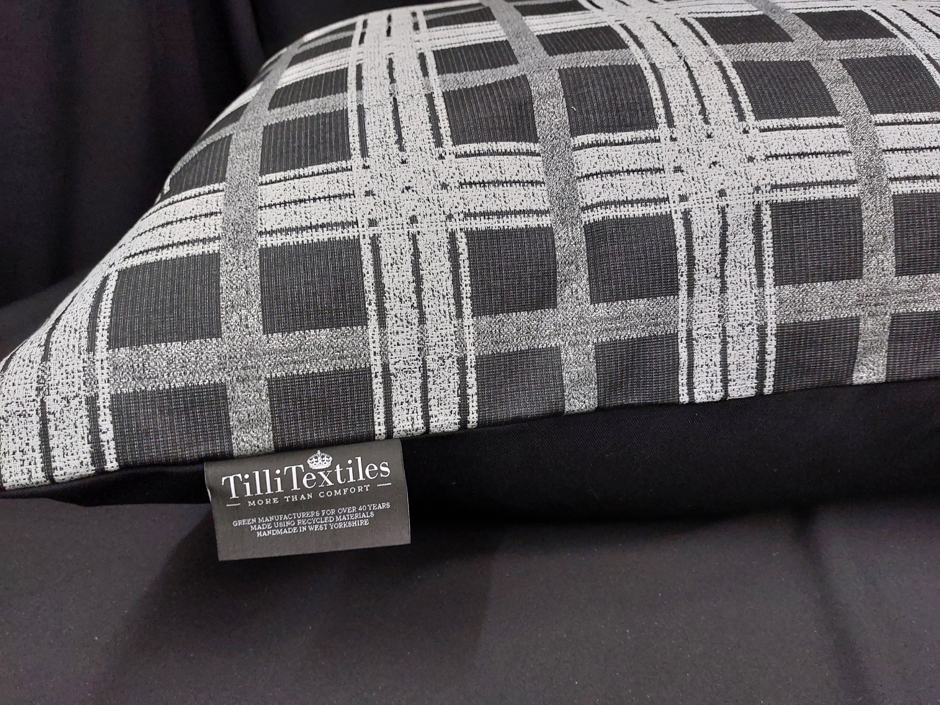 Extra Large Black Tartan Check Pet Cushion - Image 3