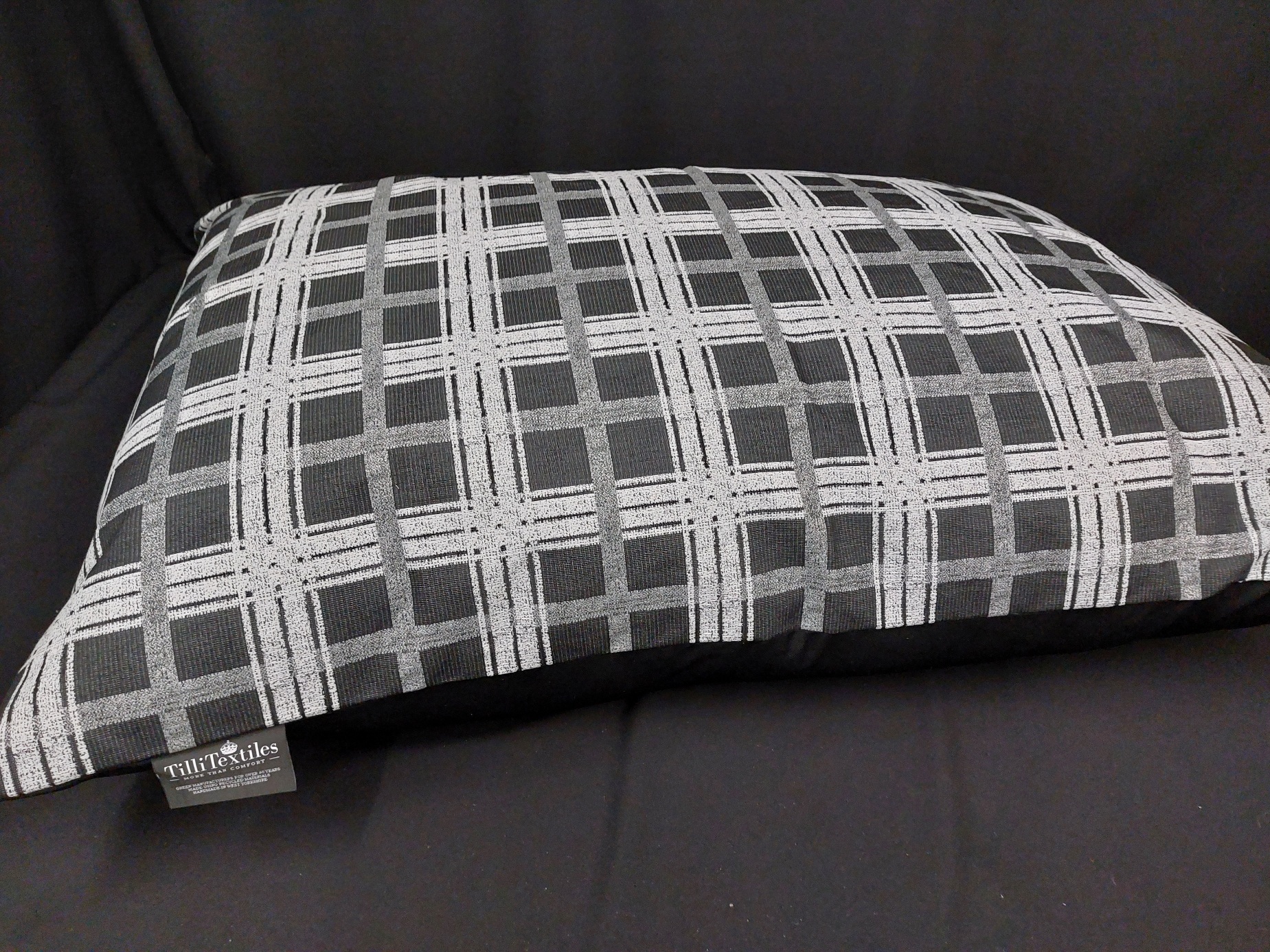 Extra Large Black Tartan Check Pet Cushion - Image 5